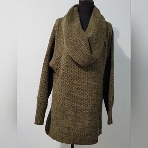 Great Northwest Indigo Forest Green Cowl Neck Sweater